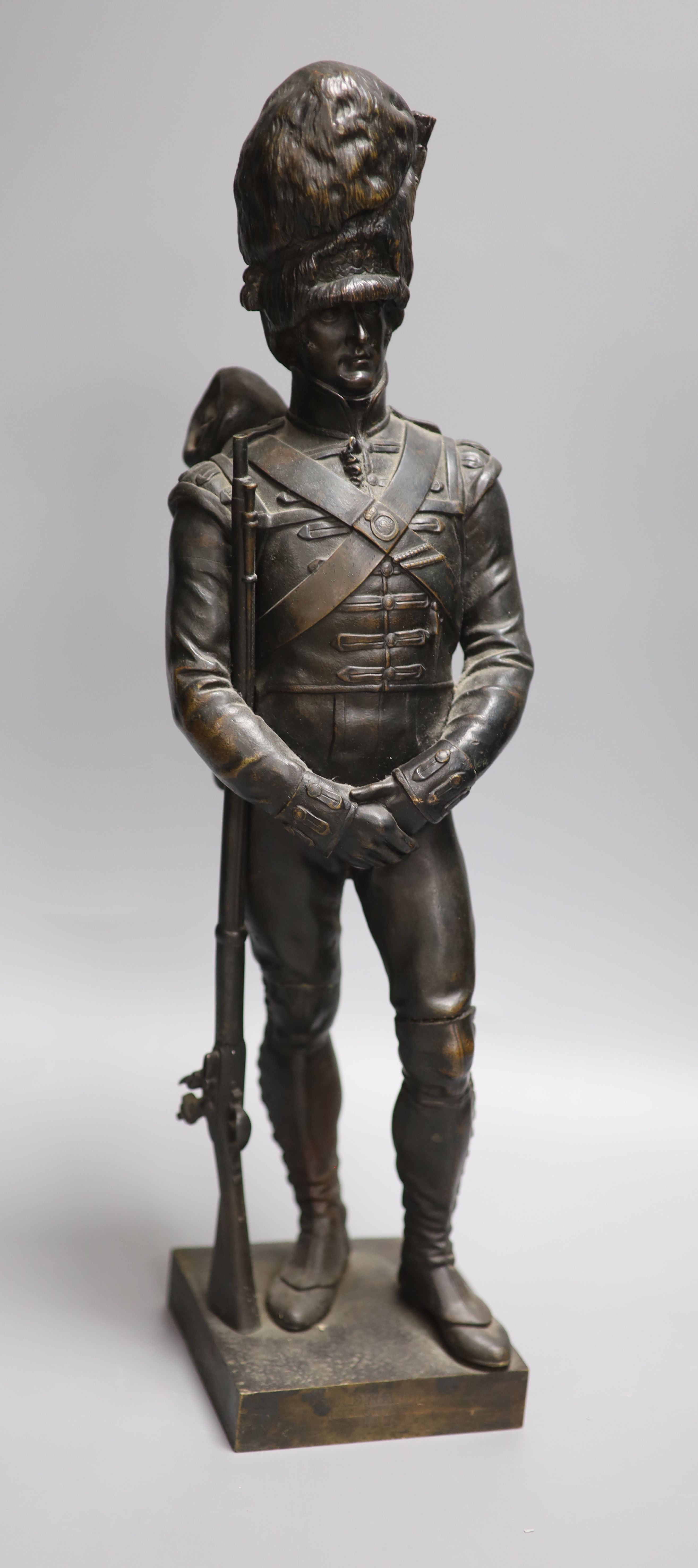 Sir Joseph Edgar Boehm (1834-1890. A bronze figure of a Grenadier, height 13.25in.